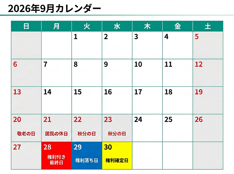 2026年9月のカレンダー