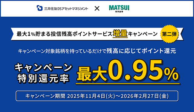 最大1%貯まる投信残高ポイントサービス増量キャンペーン＝第二弾＝