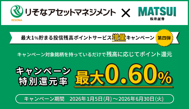 最大1%貯まる投信残高ポイントサービス増量キャンペーン＝第四弾＝