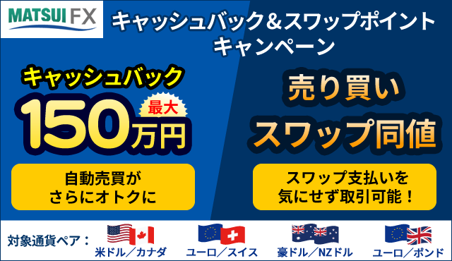 【自動売買 取引応援！】キャッシュバック＆スワップポイントキャンペーン