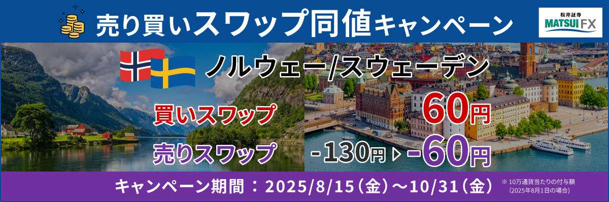 【ノルウェー/スウェーデン】売り買いスワップポイント同値キャンペーン！