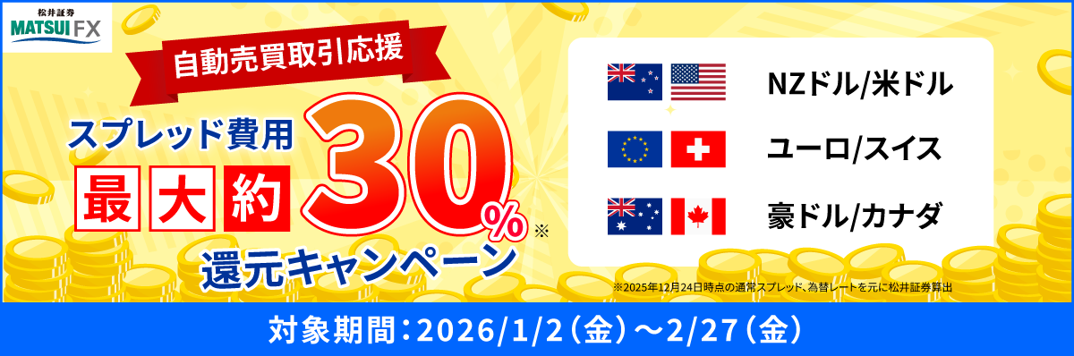 【自動売買応援】スプレッド費用最大約30%還元キャンペーン