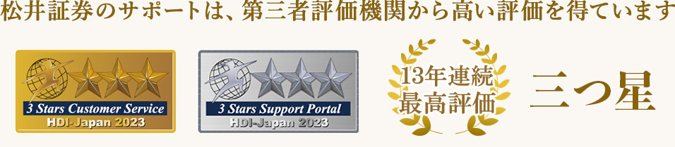松井証券のサポートは、第三者評価機関から高い評価を得ています
