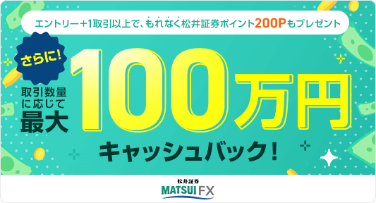 FXデビュー応援！　対象者全員に取引数量に応じて最大100万円キャッシュバック！