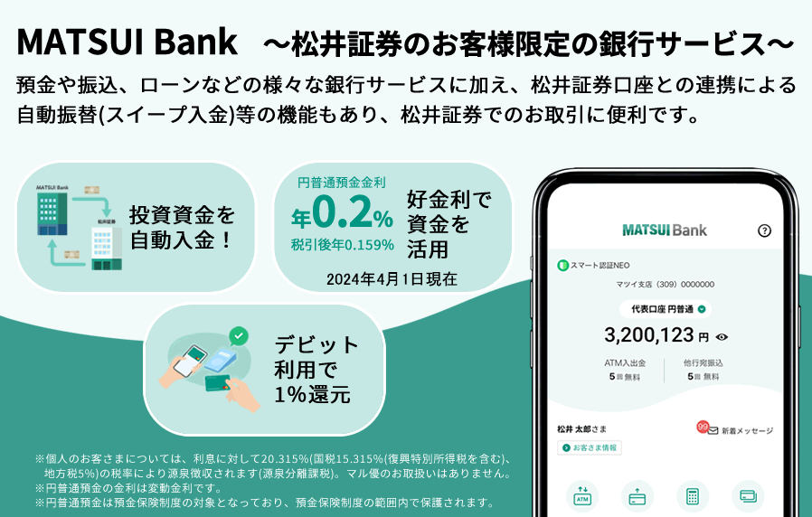 松井証券のお客様限定の銀行サービス