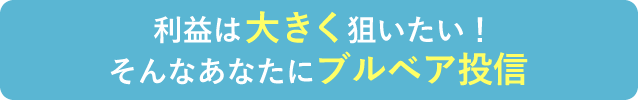 利益は大きく狙いたい！そんなあなたにブルベア投信