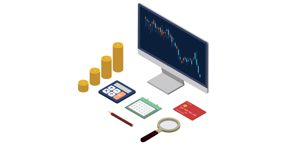 チャートを見ながら税金を計算する図