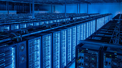 GPUサーバーがずらりと並ぶAIデータセンター