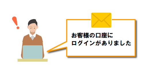 お客様の口座にログインがありました