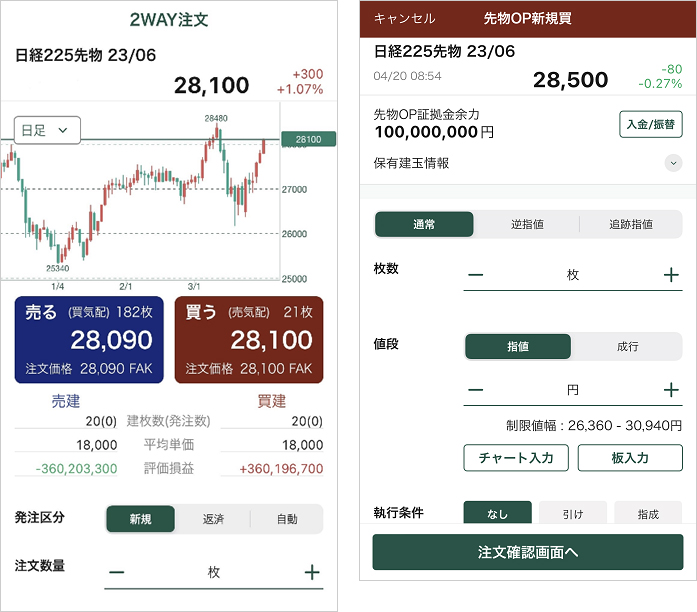 「通常注文」「2WAY注文」で取引スタイルに合わせた注文を！