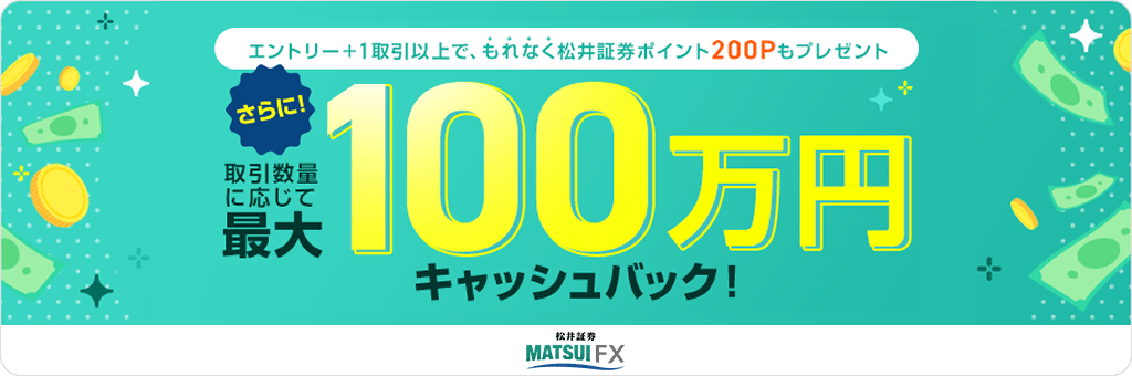 FXデビュー応援！　対象者全員に取引数量に応じて最大100万円キャッシュバック！